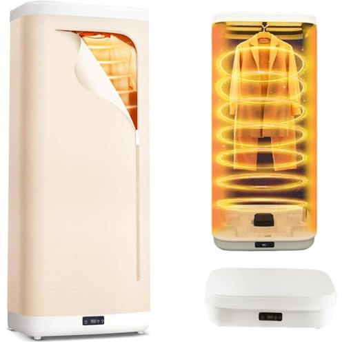 Pounjsd 1000W Secadora Portátil, Secadora de Ropa Eléctrica, Minisecadora de ropa, calefacción PTC e indicador LED con temporizador de 0 – 5H, esterilización UV, para Dormitorios, Apartamentos