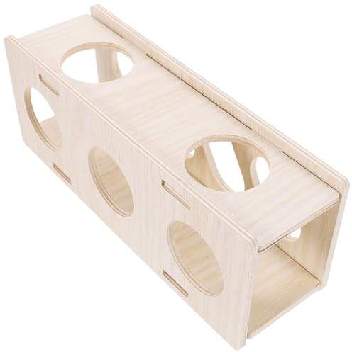 FONDOTIN Casa de Madera para Hámster Túnel Juguete para Jaulas de Cobayas y Chinchillas Escondite Seguro Compacto Resistente para Pequeños Animales Mascotas