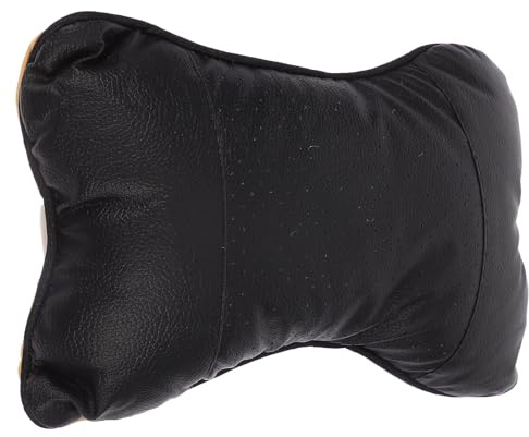 VINTORKY Nackenkissen fürs Auto aus Pu Leder und Baumwolle mit Vielseitigem Design und Nackenstütze Elegantes und Klassisches Autokissen zum Schlafen in Schwarz