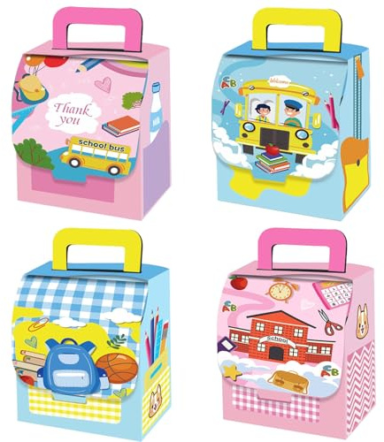 Caelura 12 Geschenktüte Einschulung, Rucksack Geschenkbox Schulanfang, Mini Schultüte zum Befüllen, Schulranzen Boxen für Süßigkeiten, Mitgebsel, Einschulung Junge Mädchen Deko