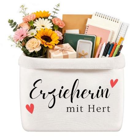 Yezirzax Erzieherin Geschenk Abschied Brotkorb Stoff, Abschiedsgeschenk Erzieherin Kindergarten, Doppellagiger Brötchenkorb aus Baumwolle 37 x 25 x 15 cm, Wiederverwendbarer Aufbewahrungskorb