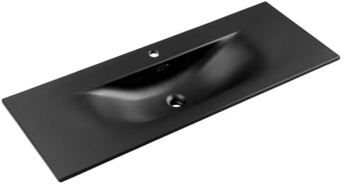Meublorama Lavabo da incasso VELOA 120 cm in ceramica nero opaco