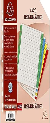 Exacompta avskiljningsblad (kartong 230 g, 6 gånger hål, organisationstryck, DIN A4) 100-pack 100er Pack röd