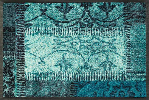wash+dry Fußmatte, Vintage Patches türkis 40x60cm, innen und außen, waschbar