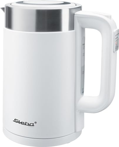 Steba WK 11 Wasserkocher, 1,7 Liter, Doppelwandiges Gehäuse | Temperatur einstellbar: 50-100 Grad, Innen Edelstahl, außen Kunststoff, 360° Sockel mit Kabelaufwicklung