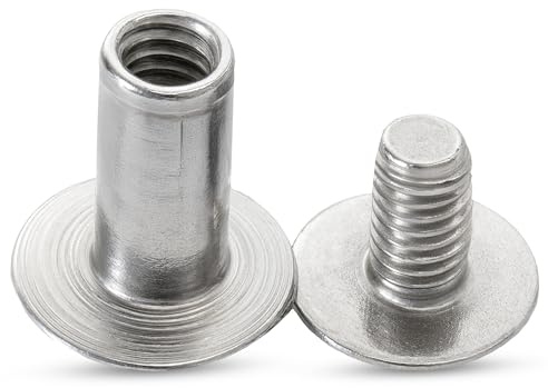 Lang Silber Chicago Bindung Schrauben Nägel Nieten Kreuz Kopf Knopf Nieten Knopf Rund Flachkopf Nieten Schrauben für DIY Leder Dekoration, Buchbinderei, Fotoalbum Bindung - Silbern, 10mm x 20mm