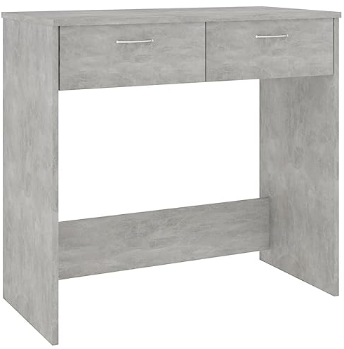 vidaXL Schreibtisch mit 2 Schubladen Computertisch Bürotisch Arbeitstisch Laptoptisch PC Tisch Jugend Kinderschreibtisch Betongrau 80x40x75cm Holzwerkstoff