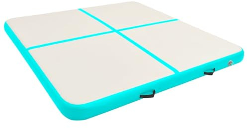 vidaXL Gymnastikmatte Aufblasbar mit Pumpe Turnmatte Tumbling Matte Training Fitnessmatte Yogamatte Trainingsmatte 200x200x15cm PVC Grün