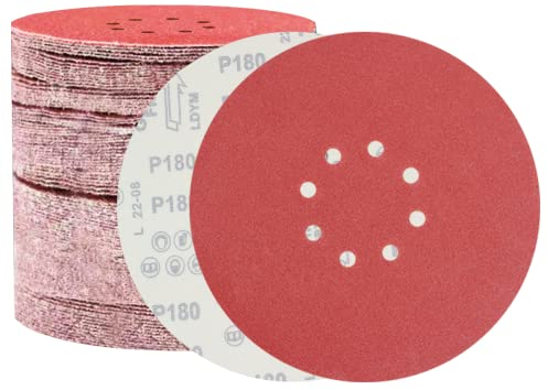 FEIHU Schleifscheiben (60er-Pack, 8 Löcher), 225 mm Schleifpapier für Fein- und Grobschliff, verschiedene Körnungen 40/60/ 80/120/180/240 (je 10 Stück) Schleifpapier klett für den Deckenschleife