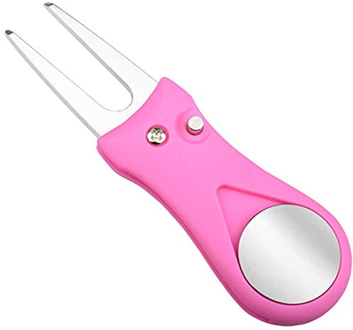 Golf Releve-Pitch Outil Pliable 1 Pack avec Marqueur De Balle Magnetique, Golf Divot Pitch Tool Mini Outil Leger Portable Et Pliable 3 Styles pour Hommes Femmes (Rose)