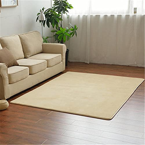 Alfombra de Terciopelo Coral Grueso de Color sólido Calidad Blanco Creciente Claro Suave Lavable Antideslizante Grande Rugs Minimalista Moderna Sala Estar Dormitorio Tatami Gateando Estera -100×200cm