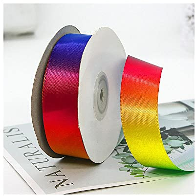 Uteruik Weihnachts-Satinbänder in Regenbogenfarben, Rolle für Geschenkverpackungen, Basteln, Nähen, Verpackung, Hochzeit, 22 m x 2,5 cm