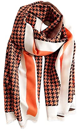 LumiSyne Damen Winter Kaschmir Schal Mode Tücher Klassische Hahnentritt Pashmina Schals Mit Quasten/Fransen Warme Weiche Langer Verdickter Stolen Schultertuch