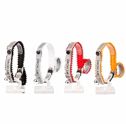 duvoplus, Katzenhalsband, reflektierend, Adresse, 20-30 cm, zufällige Farben, anpassbar, reflektierend, optimale Sichtbarkeit im Dunkeln, mit Sicherheitsvorrichtung, mit Glöckchen