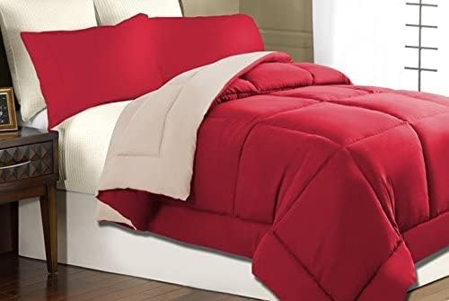 Corredocasa Piumone Trapunta Double Face - Piumino Letto 4 Stagioni Morbida e Calda Microfibra Anallergica, Adatto per Uso Invernale ed Estivo Coperta Microfibra Italia Panna Bordeaux (Matrimoniale)