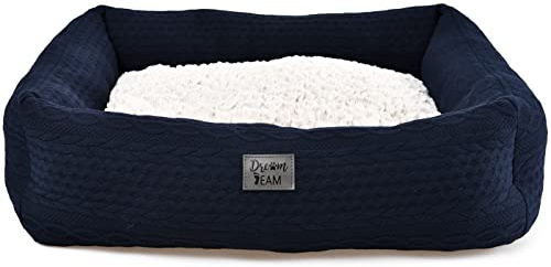 Dehner Lieblinge Kuschelbett Dream Team Knitted, für Hund oder Katze, ca. 48 x 61 x 18 cm, blau
