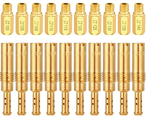 ZAMDOE 20 pezzi getti carburatore per PWK Keihin OKO CVK KOSO PWM (10 pezzi getti principali 100 105 108 110 115 120 125 130 135 140 e 10 pezzi getti pilota lento 32 35 38 40 42 45 48 50 52 55)