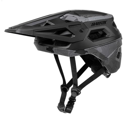 BATFOX Bike Helmet,Mountain Bike Helmet Helmets for Men Women Adults Youth (Black, L(55-59CM))