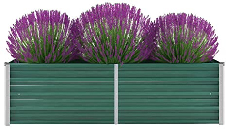 homiuse Lit Surélevé de Jardin 160x40x45cm Lit de Plantation Facile à Assembler Pot pour Fleur Plant Légum Décorer Jardins Balcons ou Patios Jardinieres Exterieur Acier Galvanisé Vert