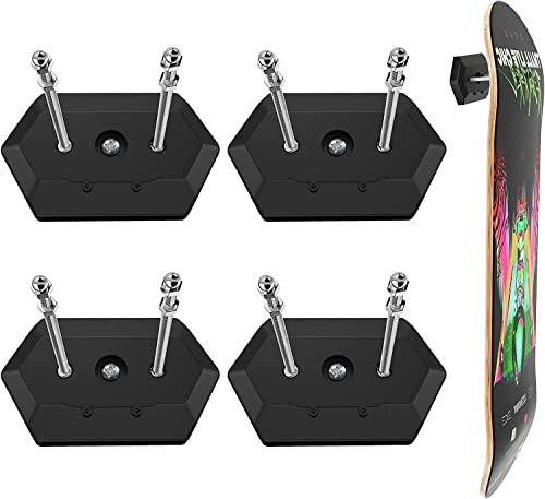 BOOSTEADY Skateboard-Wandhalterung, Skateboard-Aufhänger für Skateboard-Deck-Display und Aufbewahrung, schwebender Effekt, 4 Stück
