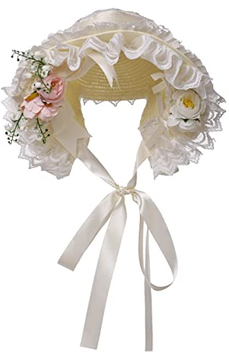 COSDREAMER Gorros victorianos para niñas y mujeres, con flores de encaje, sombreros de fiesta de té
