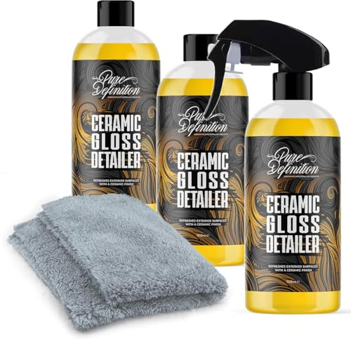 Ceramic Detailer Car Wax Gloss Spray Sealant Coating Vehicle Water Beading (3 x 500ml)