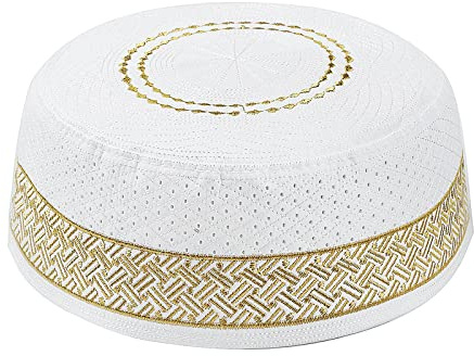 Faxianther Muslimischer Hut Herren Islam Gebet Kufi Mütze Männer weiße muslimische Kopfbedeckung männliche Moschee Prayer Beanie Stickerei Cap Türkisch Arabien Islamische Hijab Gebetsmütze