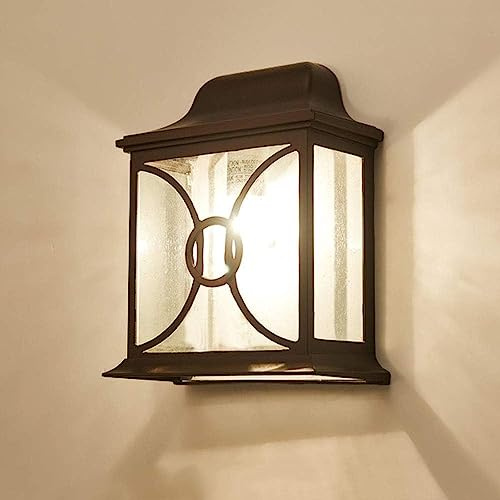 Beasiu-Eletro Retro Außenwandleuchte Wasserdichte Vintage Braun Wand-Außenleuchte IP34 Aluminium und Glas Wand Lampe E27 Industrial Tor Flur Treppe Eingangs Post Leuchte Wandbeleuchtung 21 * 11 * 29