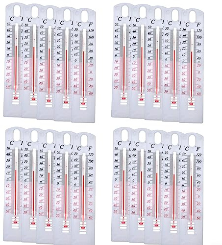EpheyFIF 20 Pcs Thermometer, Analoges Innen-Außen-Thermometer, Wandthermometer für Garten, Gewächshaus, Haus, Büro, Zimmer 196 mm x 43 mm