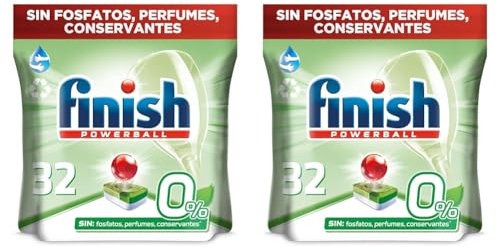 Finish Pastillas para el lavavajillas, formato todo en uno, 32 Pastillas (Paquete de 2)