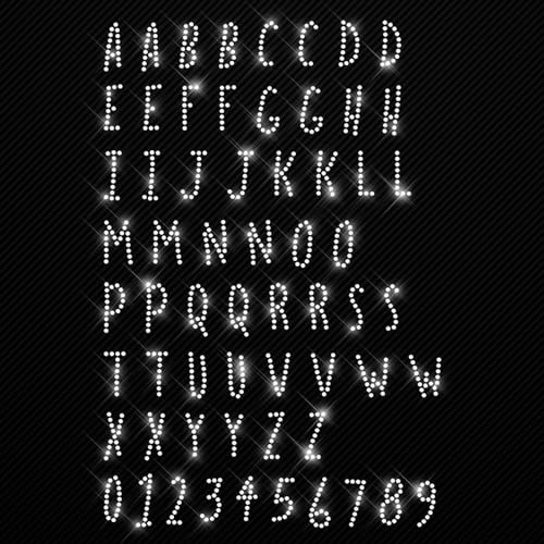 Glitzerdeals Bügelbilder Karneval Strass Buchstaben und Zahlen Alphabet Aufbügler für Textilien Buchstaben Bügelmotiv Alphabet Strass Bügelbild Buchstaben