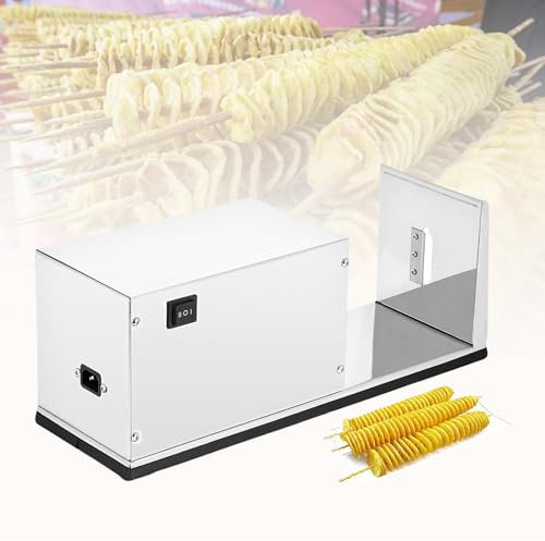 YMAOMAO Twister de Patatas eléctrico, Cortador en Espiral eléctrico, Cortador de Torre de Patatas torcidas, Cortador de Patatas de Acero Inoxidable, Twister de Patatas con operación de Tres Teclas