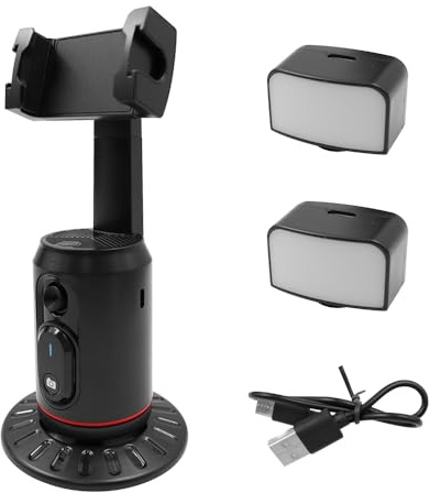 POFET Handy Stativ mit Automatische Gesicht Verfolgung, 360° Drehung Verfolgung Stativ, Keine App, Selfie Stick Stativ mit Fernbedienung und Gestensteuerung für Vlog/Tik Tok Live Videoaufnahme