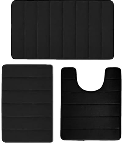 Badezimmerteppich-Set | Badteppich und Vorleger | Duschmatten, Waschbares Bade- und WC-Vorleger, Rutschfeste Unterseite, Neuer Teppich-Stil für Badezimmer und Toiletten