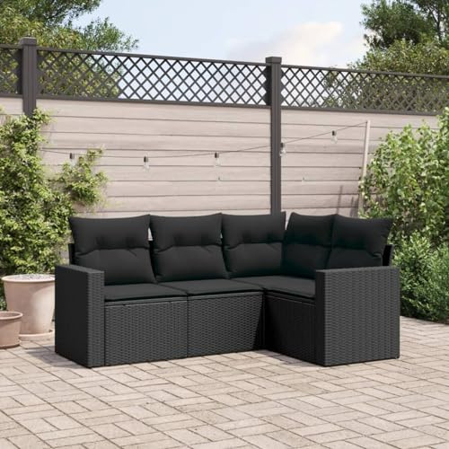 Festnight Gartenlounge Balkon Lounge mit Stauraum Rattan Sofa Balkon Garten Lounge Sofa Outdoor Ecklounge Sitzecke Balkon Klein Loungemöbel Gartensofa Ecksofa Balkonmöbel Rattansofa Couch