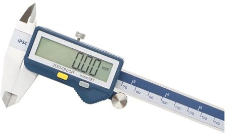 DUOCAI Calibre Digital Acero Inoxidable Calibrador Digital electrónico Construcción de Acero Inoxidable con Pantalla Grande Calibradores Vernier micrométricos electrónicos(0-150mm)