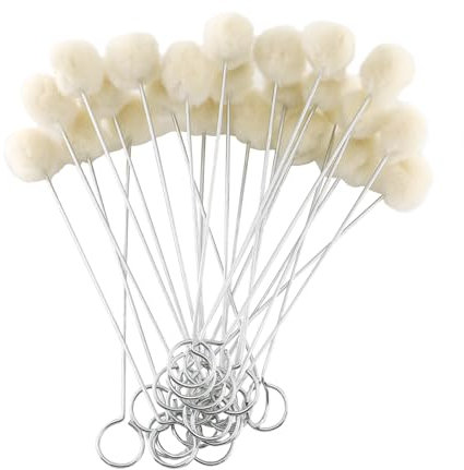 BEASAFY 80 Stück Wolle Daubers Ballpinsel, 15cm Wollknäuel mit Metallgriff, Wollpinsel Wolle Daubers, Wollwischer Ballpinsel Lederfärbewerkzeug, Kantenpinsel für Färben, Kleben und DIY Basteln