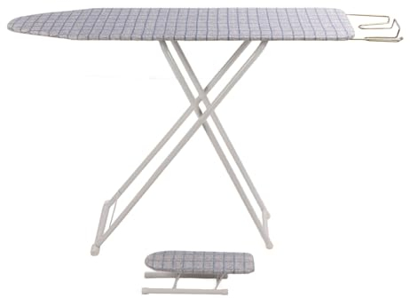 Tabla de Planchar de Mesa Plegable de 42 Pulgadas con Soporte para Plancha Tabla de Planchar Grande Estable con Funda Fija Mini Tabla de Planchar Gris Rejilla Azul