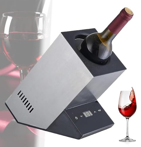 LwiftGal Wine Chiller Electric, Portable Wine Bottle Chiller for Wine Champagne, Rapid Beverage Drink Chiller, Iceless Wine Cooler, Gifts for Wine Lovers, Adjustable Temperature,Silver