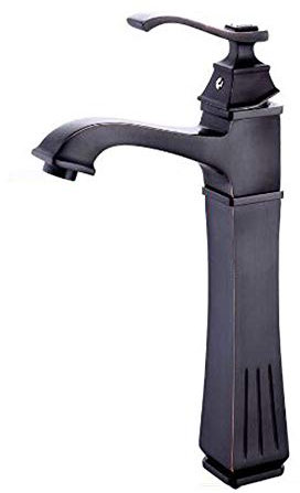 Miscelatore lavabo Rubinetto lavabo Alto sopra lavabo da appoggio Rubinetto lavabo in Ottone Caldo e Freddo Rubinetto lavabo monoforo Nero