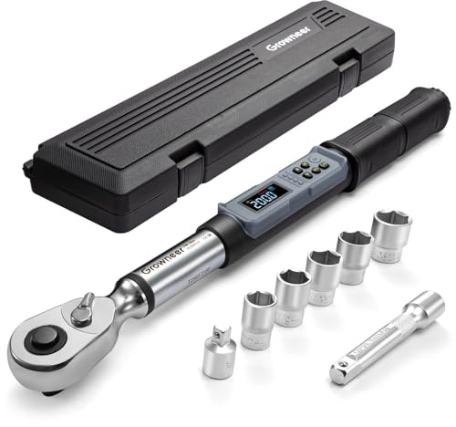 GROWNEER Drehmomentschlüssel Auto Digital 1/2 Zoll,7.38-147.5 Ft-lbs/10-200 Nm,Rachet mit Summer & LED-Anzeige digitaler drehmomentschlüssel Set für Fahrrad Motor Auto Reparatur