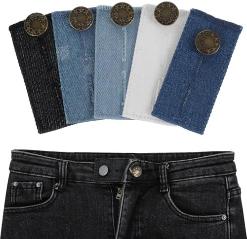 AOZUO 5 Stück Hosenbunderweiterung, 5 Farben Hosenerweiterung Schwangerschaft Jeans Bund Expander Taillenverlängerungen für Damen Herren Jeans Anzug Hosen
