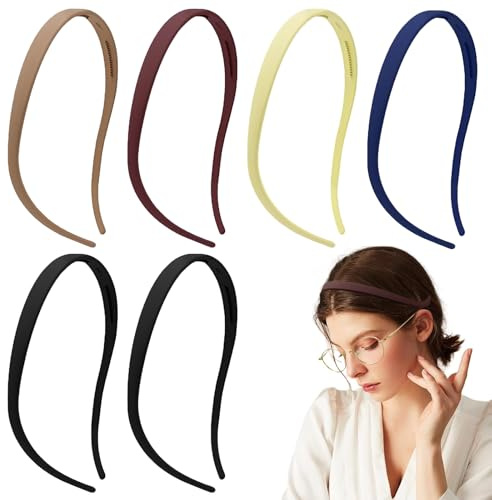 Qufiiry 6 Pcs Serre Tete pour Lunettes, Bandeau Peigne De Dents, Bandeaux Unis En Plastique, Bandeaux de Lunettes de Soleil pour Femme, Sans Maux de Tête