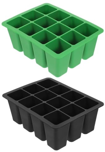 VICASKY Wiederverwendbare Silikon Anzuchtschalen 2 Stück mit 12 Pflanzlöchern Robust und Formbeständig für Jungpflanzen und Saatgut im Garten