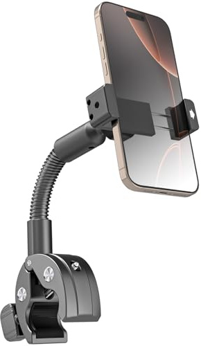 LYFPOOM Soporte de teléfono móvil para silla de ruedas [fácil instalación], soporte para teléfono móvil silla de ruedas, giratorio 360°, soporte universal para teléfono para iPhone 16 Pro Max/15/14/13