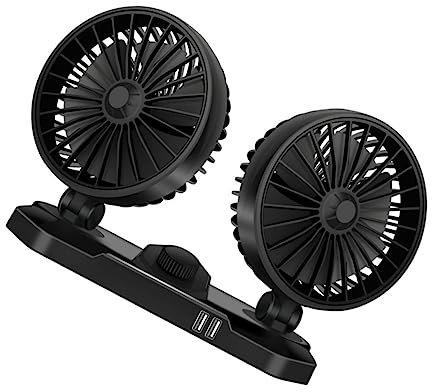 Ventilador USB para Coche Negro Abs, Mini y Compacto, Cabezal Ajustable