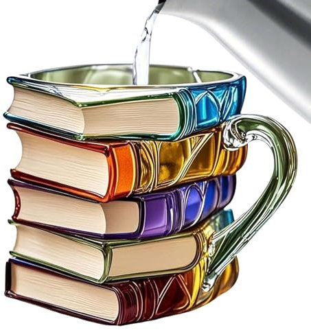 Vintage Coffee Mug Book Cup – Aesthetic Tea Cup for Hot & Cold Drinks – uniquee Book Lover Gift with Retro Acrylic Design for Home, Travel, officee, Restaurant & Kitchen Use (Colorful)