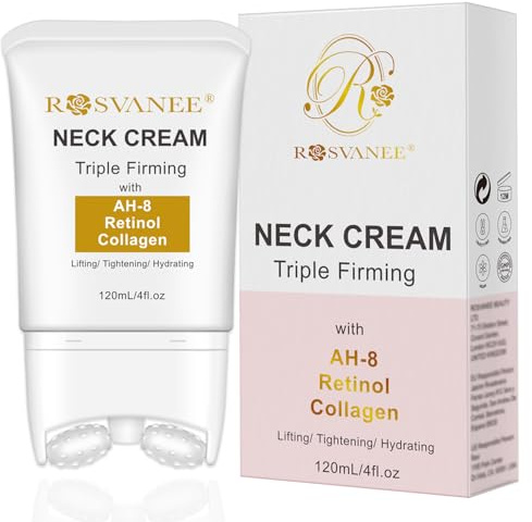 ROSVANEE Advanced AH-8 Neck & Face Cream with Roller, Collagen&Retinol Multiple Use Skincare cream -Tightens & Firms Skin, Reduces Wrinkles, Luxury Anti-Ageing Moisturiser