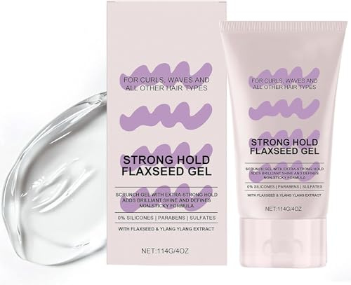 Gel de Linaza de Fijación Fuerte, Gel para Peinar y Rizar: Rizos Definidos, Fijación Duradera y Brillo Natural para Cabello Rizado, Enrollado u Ondulado