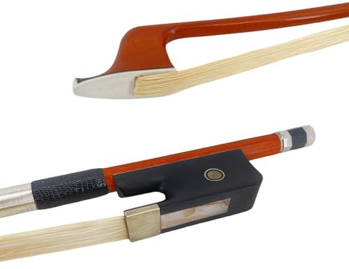 YoungMonic Double Bass Bow 3/4 French Style Brazilwood Wood with Ebony Frog Natural Mongolia Bow Hair Well Balanced